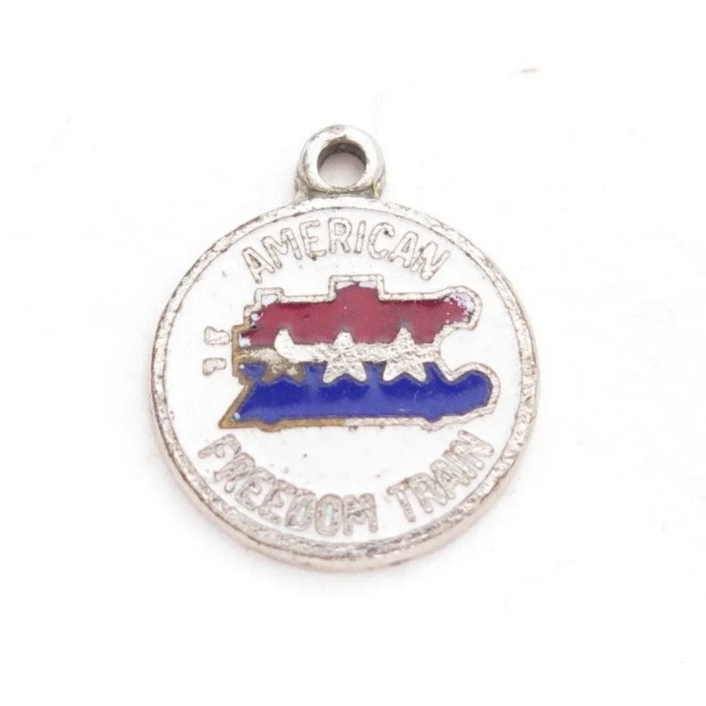 Vintage‎ American Freedom Train White Red Blue Enamel Charm or pendant